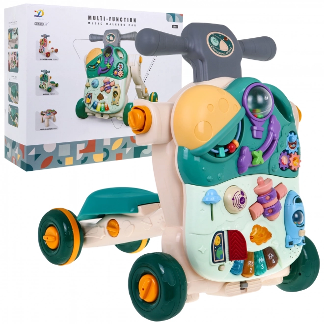 Giocattolo Interattivo 5 in 1 per Bambini 18m+ Passeggino, Cavalcabile, Scooter, Tavolino, Lavagna Sensoriale