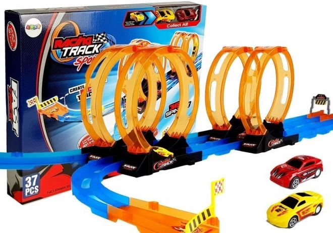 Pista da corsa con quadruplo loop per bambini