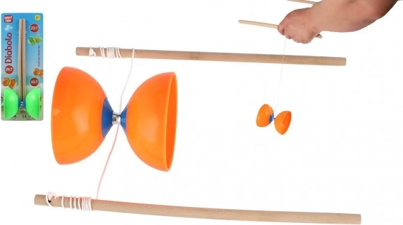 Diabolo grande plastica/legno set in diversi colori