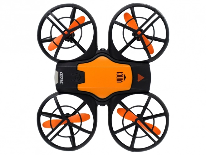 Dron telecomandato con luci e custodia arancione