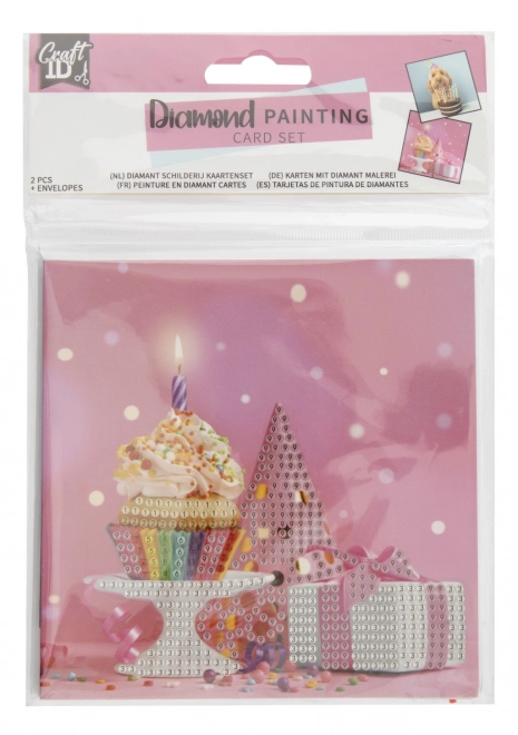 Pittura con pietre diamantate auguri 2 pz 13x13 cm