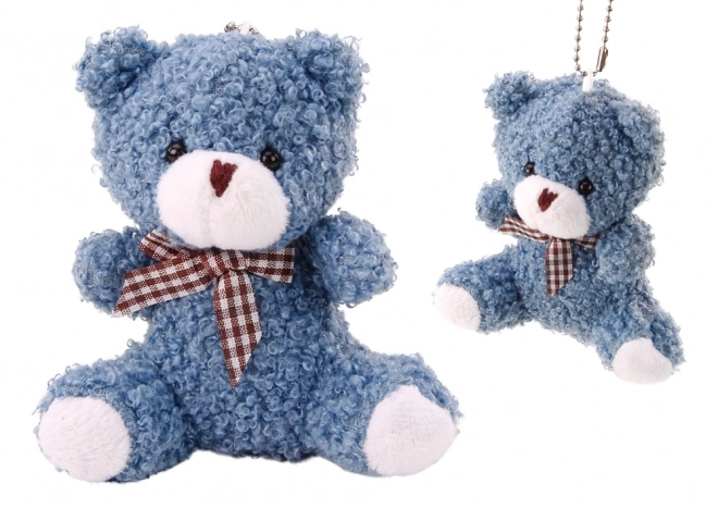 Orsetto di peluche blu piccolo portachiavi 10 cm