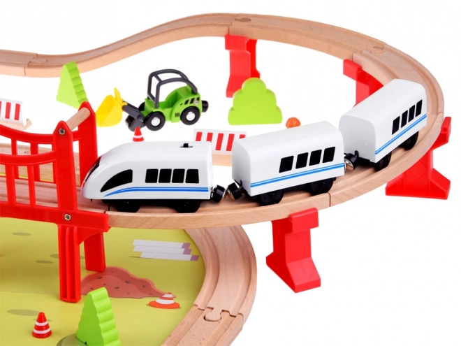 Set gioco di legno per bambini con treno e gru