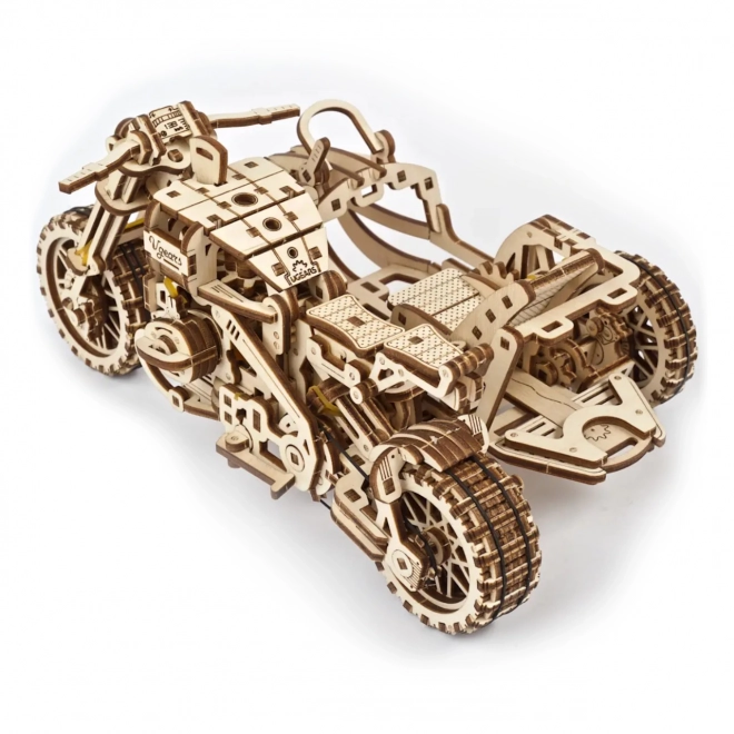 Moto Scrambler con Sidecar Ugears 3D Puzzle Meccanico di Legno