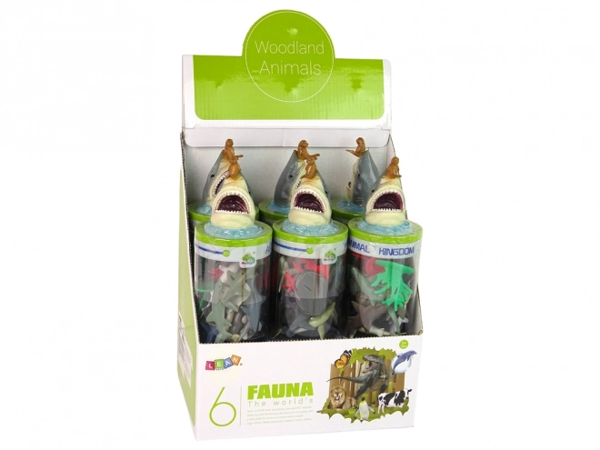 Set figurine animali marini squali in tubo