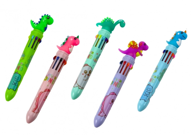 Penna multicolore con dinosauro automatico 10 colori