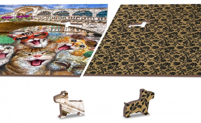 Puzzle di Legno Gatti a Venezia 2 in 1