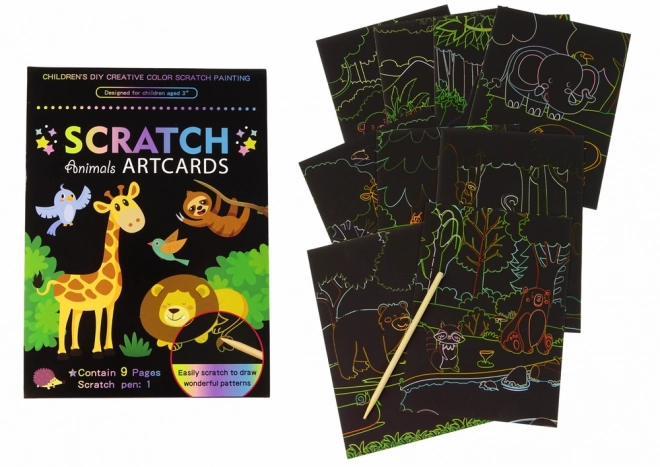 Libri da colorare da grattare per bambini Animali allo zoo