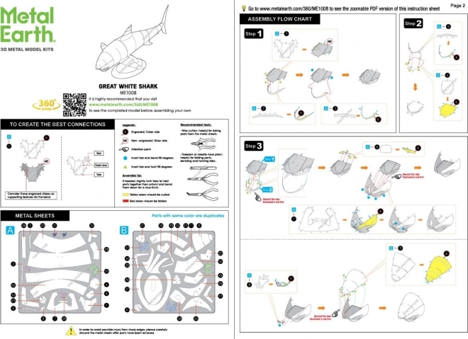 Puzzle 3D Squalo Bianco in Metallo