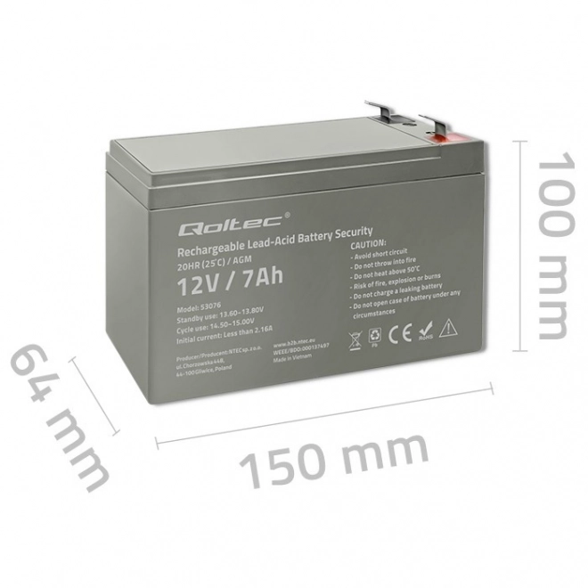 batteria AGM 12V 7Ah max 105A