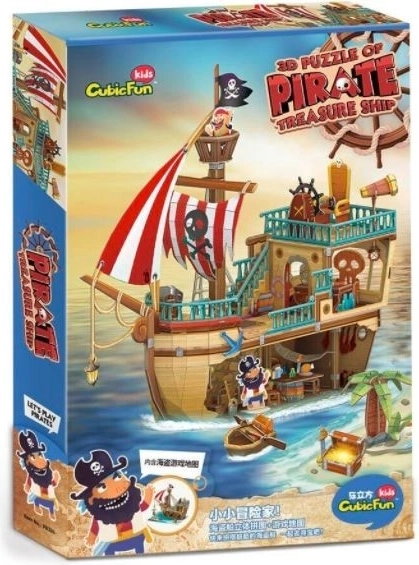 Puzzle 3D nave pirata con tesoro