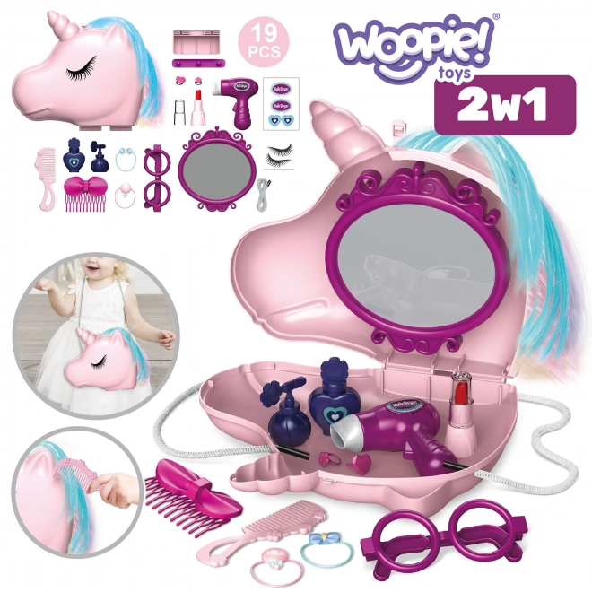 Toeletta per bambine 2 in 1 Salone di Bellezza Borsa Unicorn WOOPIE