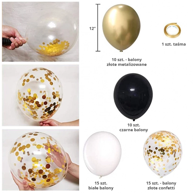 Set di 50 palloncini oro e nero