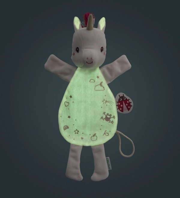 Burattino unicorno Lena di Lilliputiens che brilla al buio