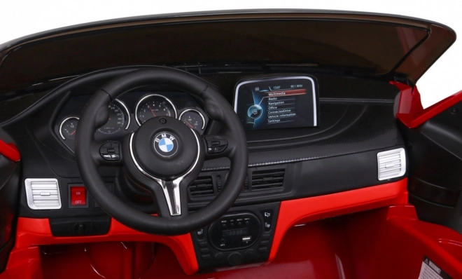 BMW X6M XXL pro 2 bambini vernice rossa + telecomando + eco pelle + cinture di sicurezza + partenza lenta + MP3 + LED