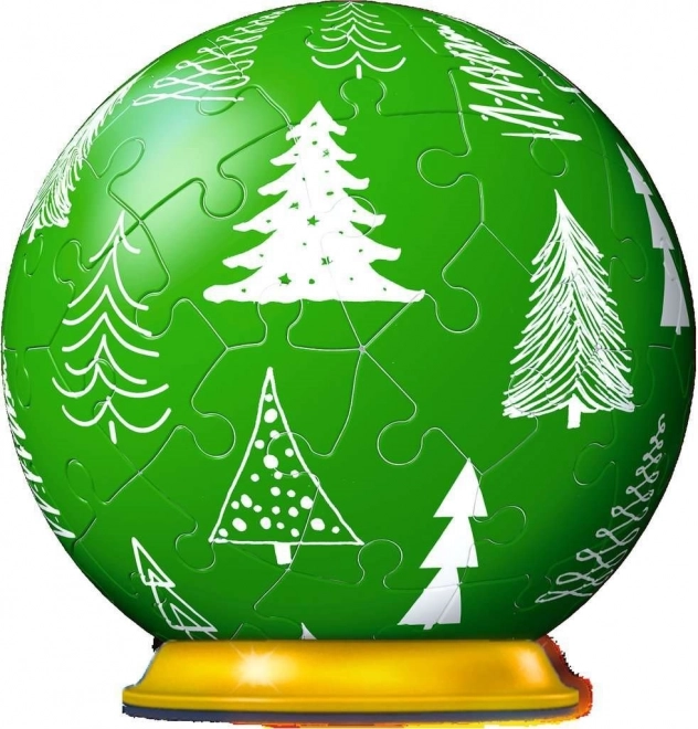 Palla Puzzle 3D Decorativa di Natale Verde con Alberelli