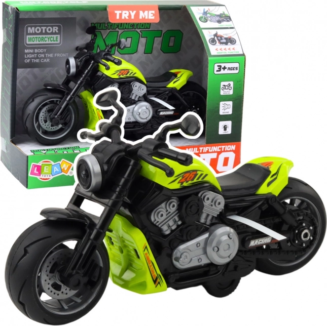 Giocattolo moto verde con effetti