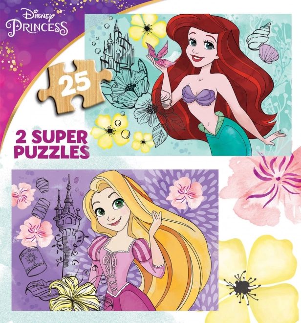 Puzzle in legno Disney Principesse: Rapunzel e Ariel 2x25 pezzi