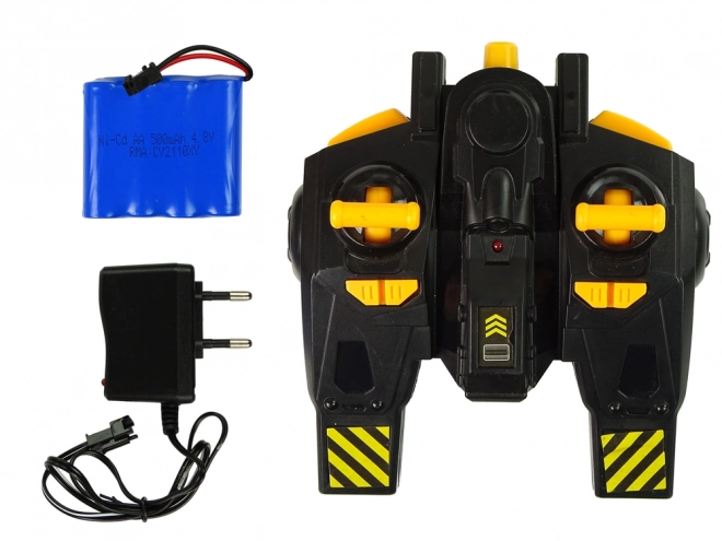 Carrello elevatore telecomandato con rotazione a 360 gradi pilota giallo