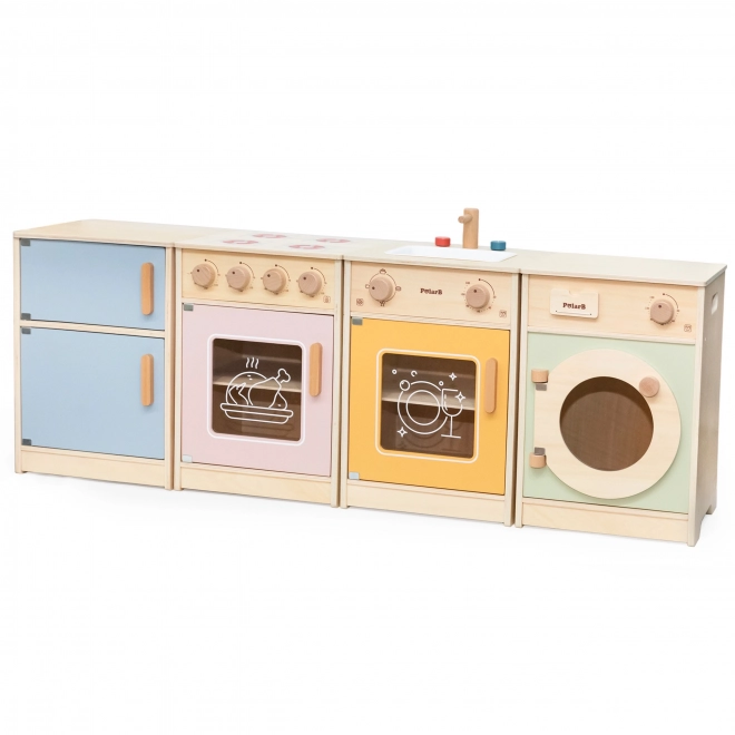 Viga PolarB cucina in legno XL con lavatrice, fornello e lavastoviglie