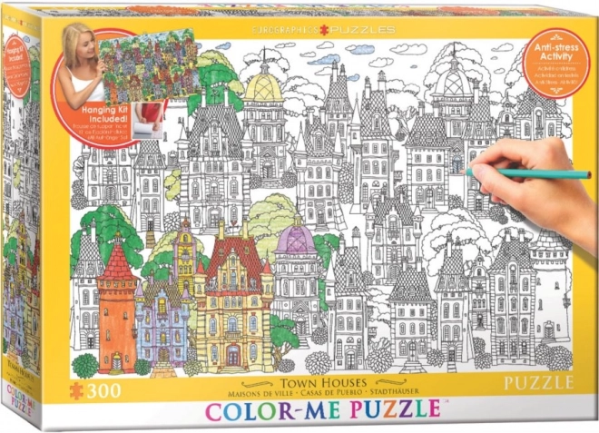 Puzzle da colorare Eurographics Case della città 300 pezzi con kit per appendere