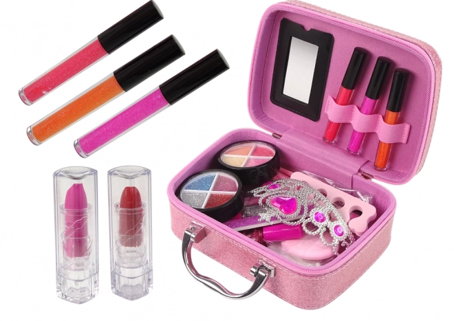 Set trucco bambina valigetta rosa con glitter