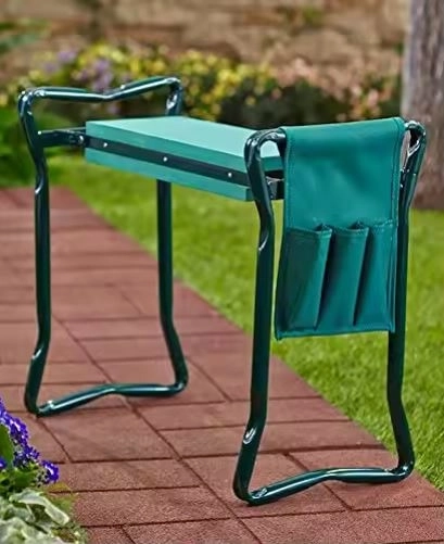 Ginocchiera pieghevole da giardino e sgabello 3 in 1 con organizer
