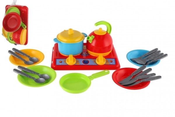 Set di stoviglie con fornello per bambini