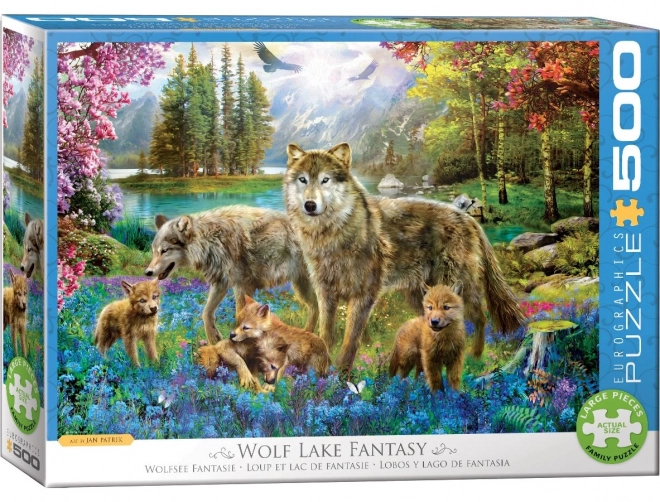 Puzzle famiglia di lupi al lago XL 500 pezzi