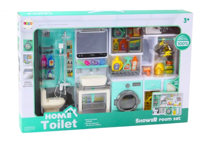 Set da gioco bagno 4 in 1 con doccia, toilette e lavatrice