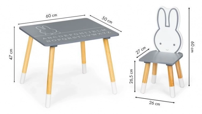 Tavolo e sedie in legno per bambini con Coniglio ECOTOYS