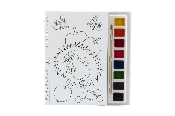 Libro da colorare con colori ad acqua e pennello di Krtek