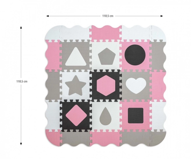 Tappeto puzzle in schiuma Jolly rosa e grigio