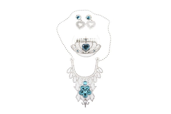 Set bellezza principessa corona+collana+orecchini plastica su scheda 18x25x3cm