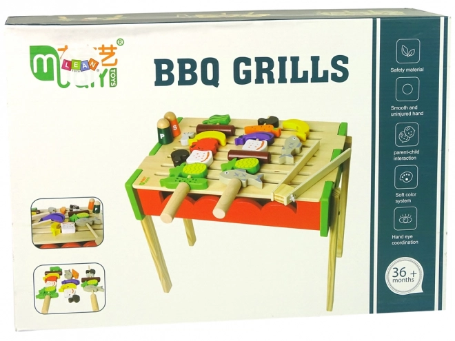 Grill in Legno Giocattolo Barbecue Accessori per Bambini