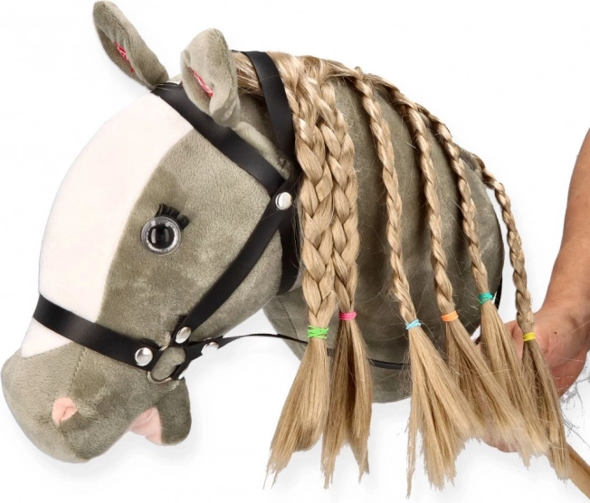 Cavallino su bastone Hobby Horse grigio premium