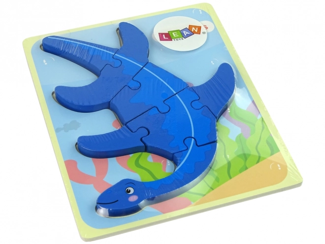 Puzzle in legno dinosauro pterodattilo rosa o pliosauro blu