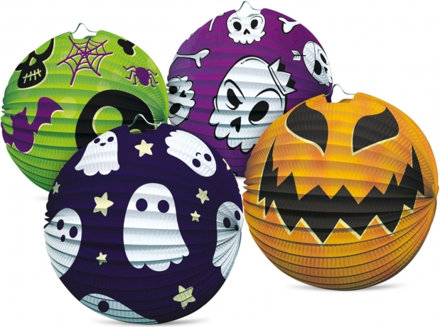 lanterna di carta di Halloween a sfera 25 cm, 4 motivi