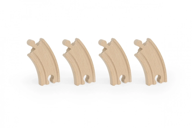 Piccole curve in legno per trenini - Set di 4