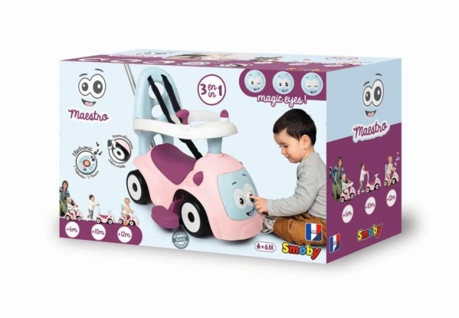 Smoby Odrážedlo Se Suoni E Asta Guida Maestro 3 In 1 Rosa