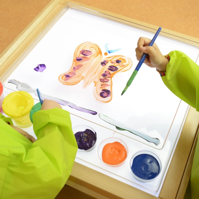 Cornice sensoriale Masterkidz con pannello LED e vassoio trasparente da disegno