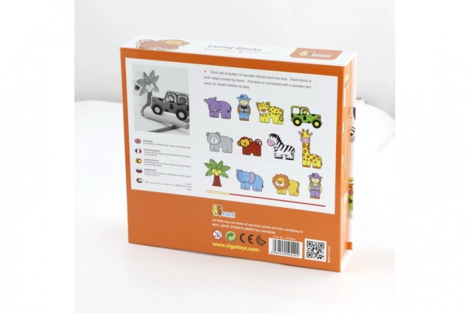 Gioco di infilatura e intreccio safari zoo VIGA in legno