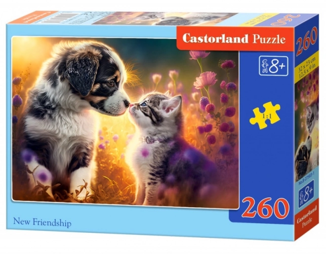 Puzzle 260 Pezzi Gatto, Cane Nuova Amicizia