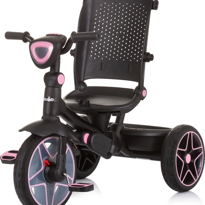 Triciclo con tettuccio e scatola musicale Chipolino Derby 2v1 Flamingo