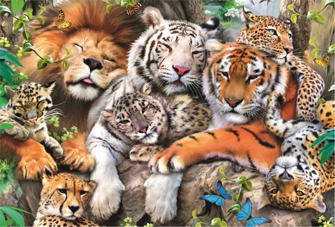 Puzzle Trefl Wood Craft Origin Gatti Selvatici nella Giungla 501 Pezzi