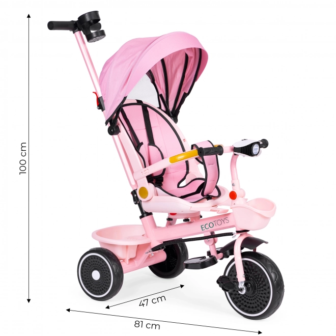 Triciclo passeggino 2-in-1 rosa ECOTOYS