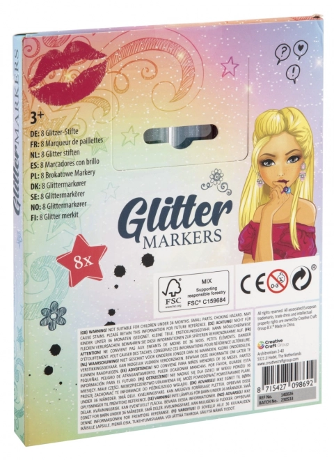 Pennarelli con glitter Besties set di 8 pezzi