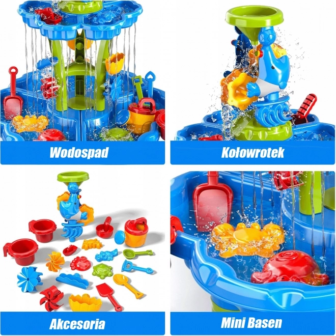 Tavolo d'acqua e sabbiera 2 in 1 XXL con fontana e delfino Woopie