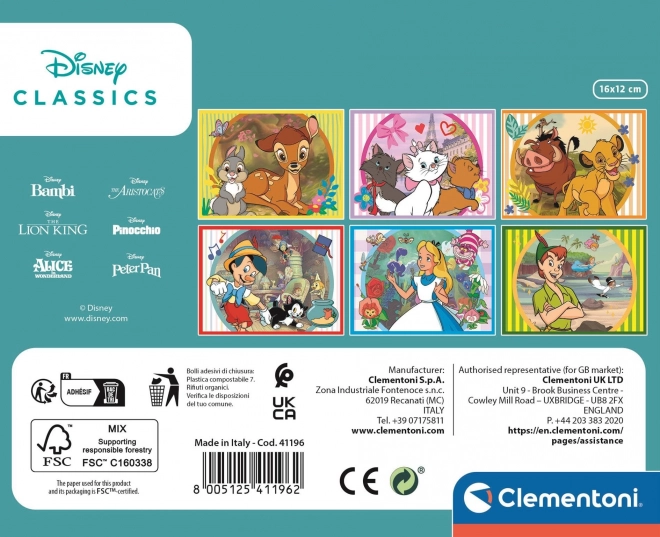 Clementoni cubi con immagini fiabe classiche Disney, 12 cubi