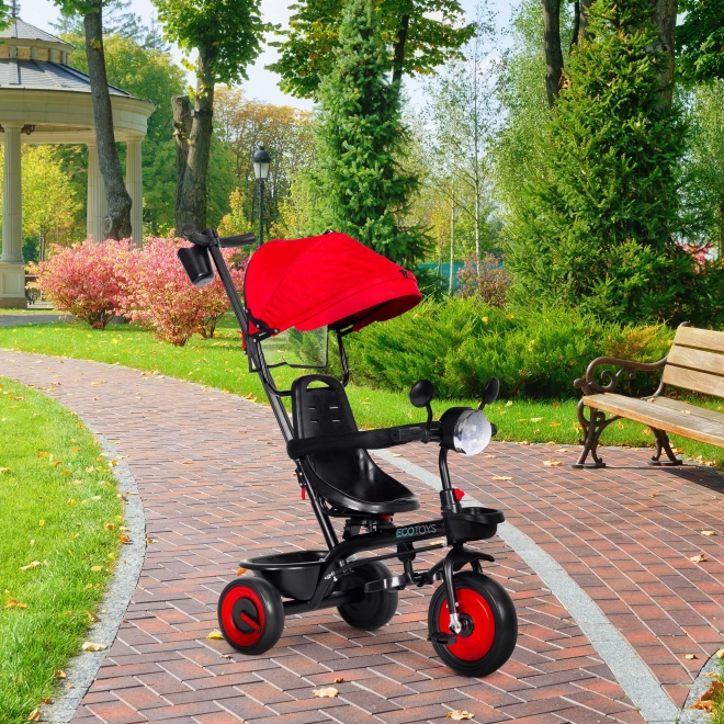 Triciclo 3-in-1 con sedile girevole e cappottina rossa di ECOTOYS